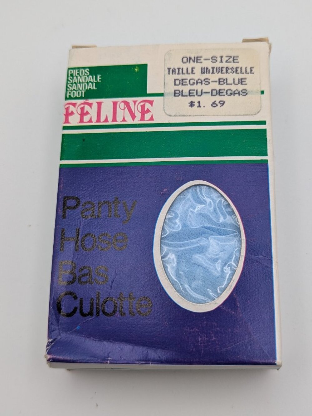 Vintage Féline Sandal Foot Pantyhose Blue OS